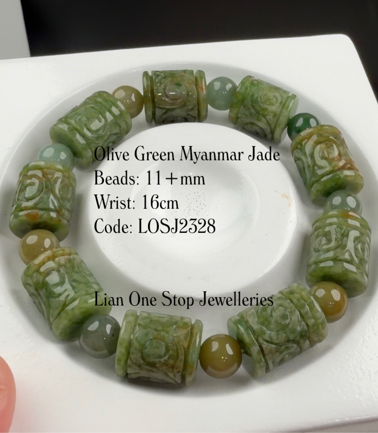 Code: LOSJ2328 Olive Green Myanmar Jade Lulutong 