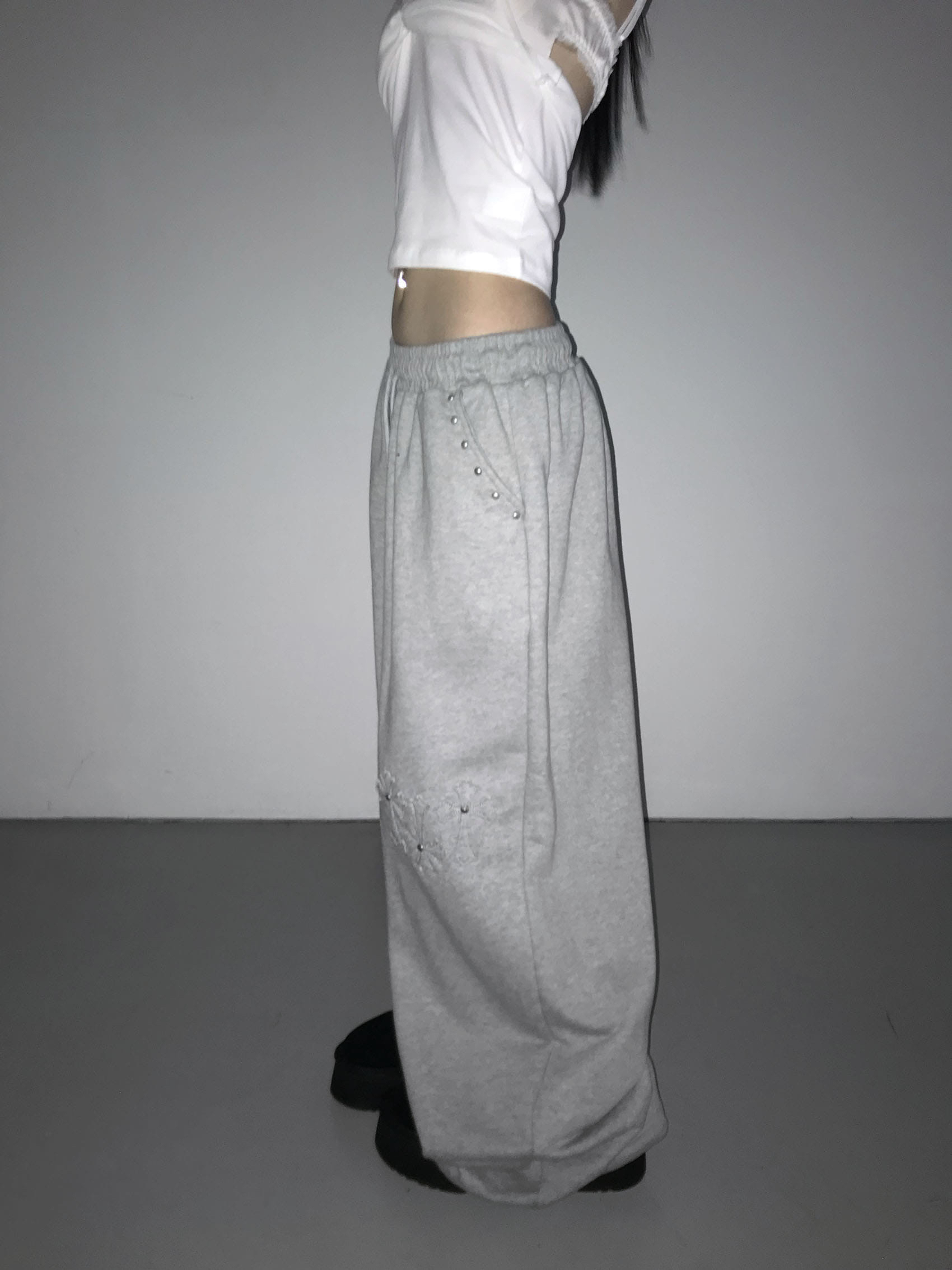 Studded Cross Wide Leg Sweatpants