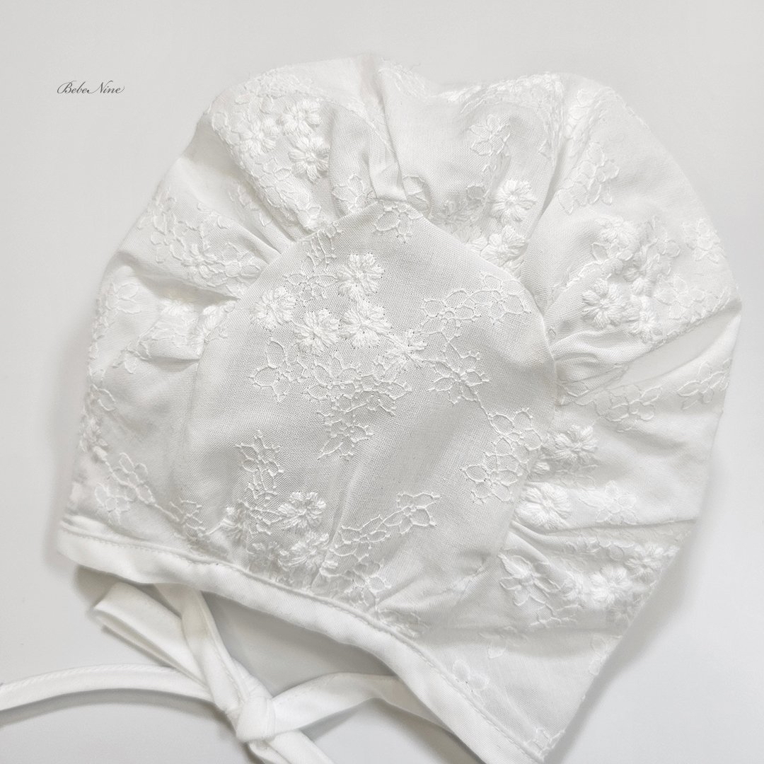 ☀️預訂 韓國直送☀️🇰🇷Bebeninie蕾絲花邊純棉嬰兒包耳帽