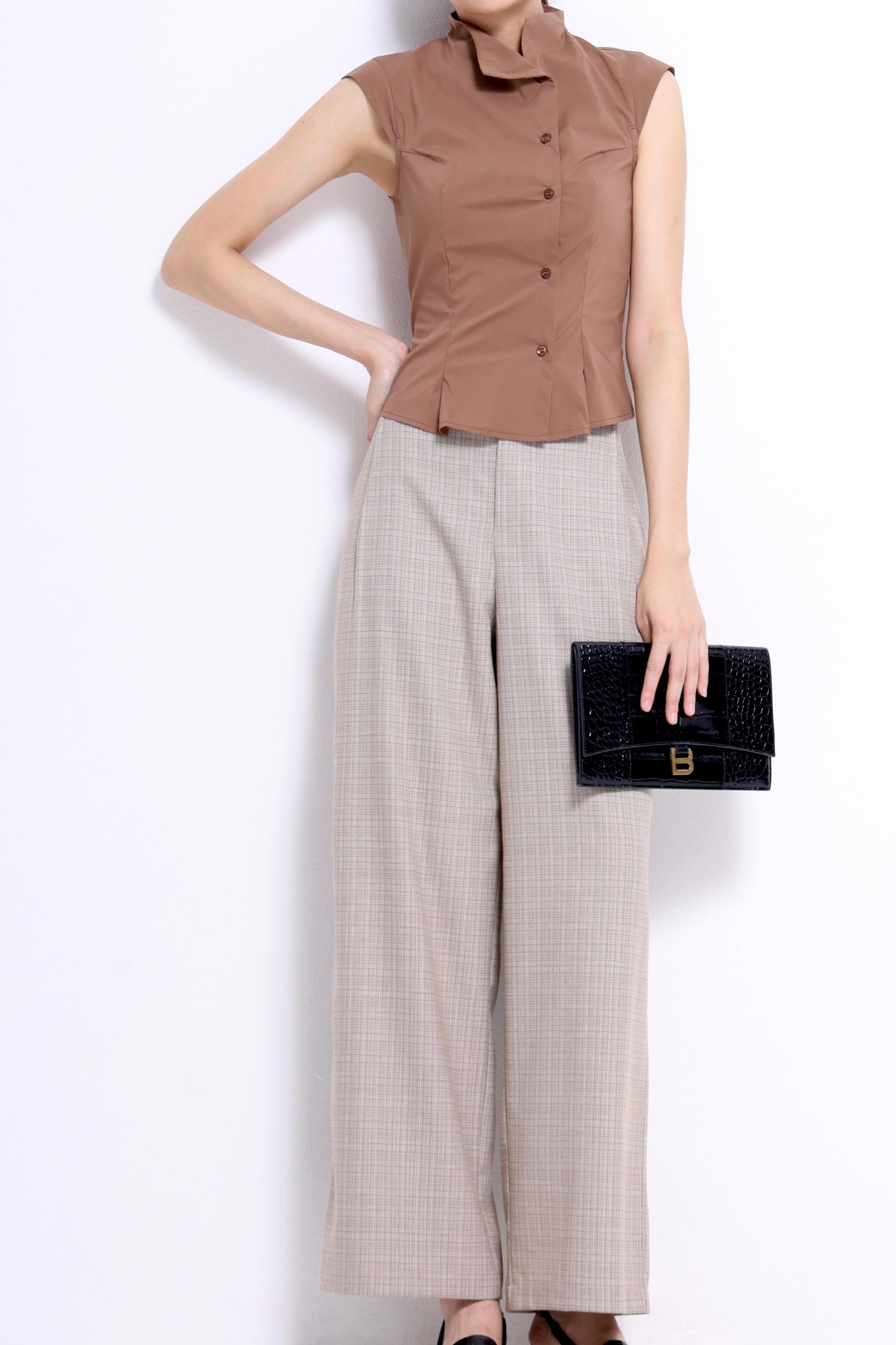 CB2756 Elise Mandarin Collar Sleeveless Blouse