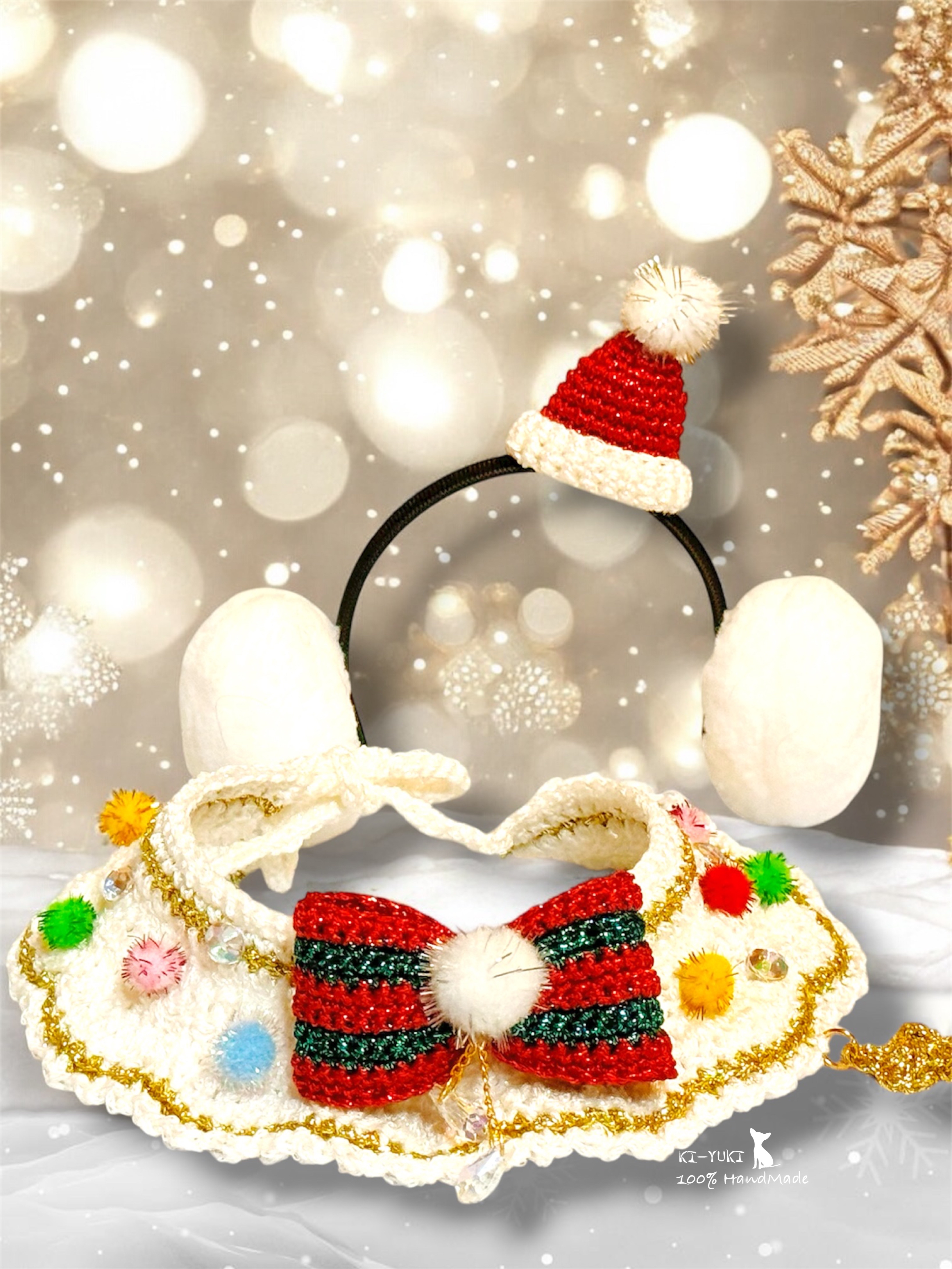 原創設計 寵物毛線編織手作 聖誕頸飾