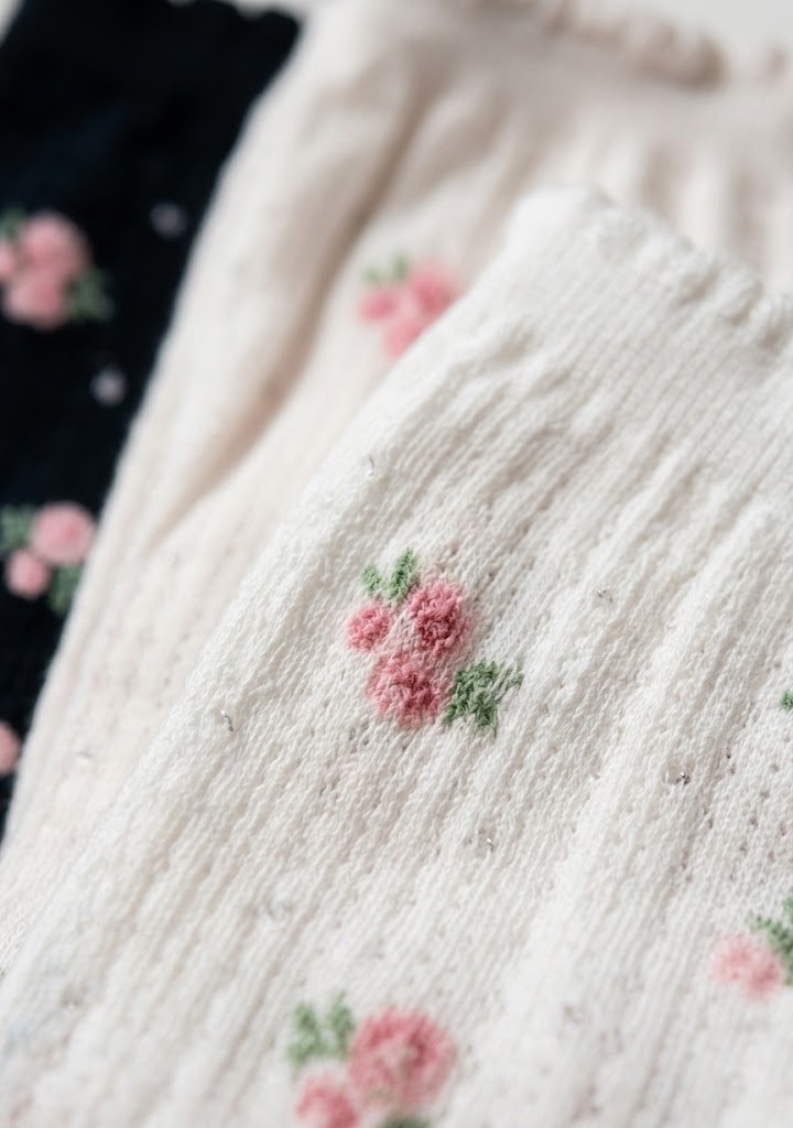 Korean Rose Picot See-Through High Crew Socks