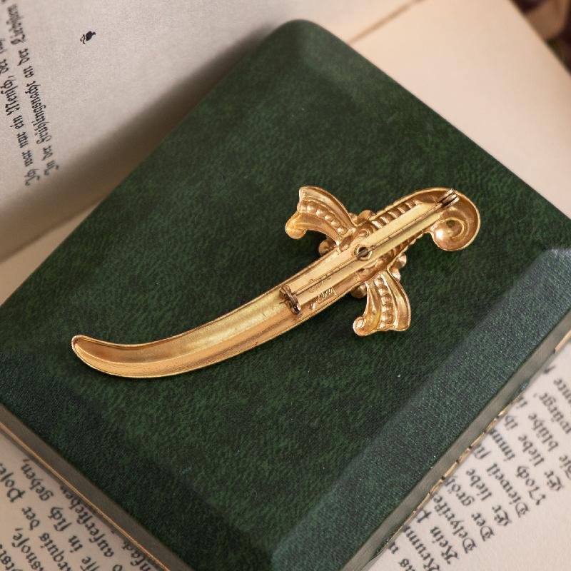 RARE! C.a. 1940-50s Coro Pegasus Sapphire Rhinestone Sword Brooch /Unisex Brooch (MW201)