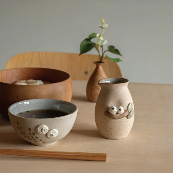 日本製 信樂燒 貓頭鷹清酒壺
