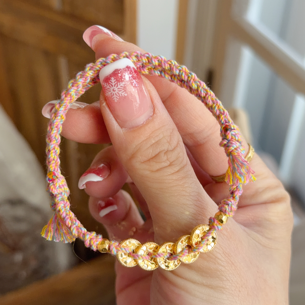 999硬金五帝幣襯手繩