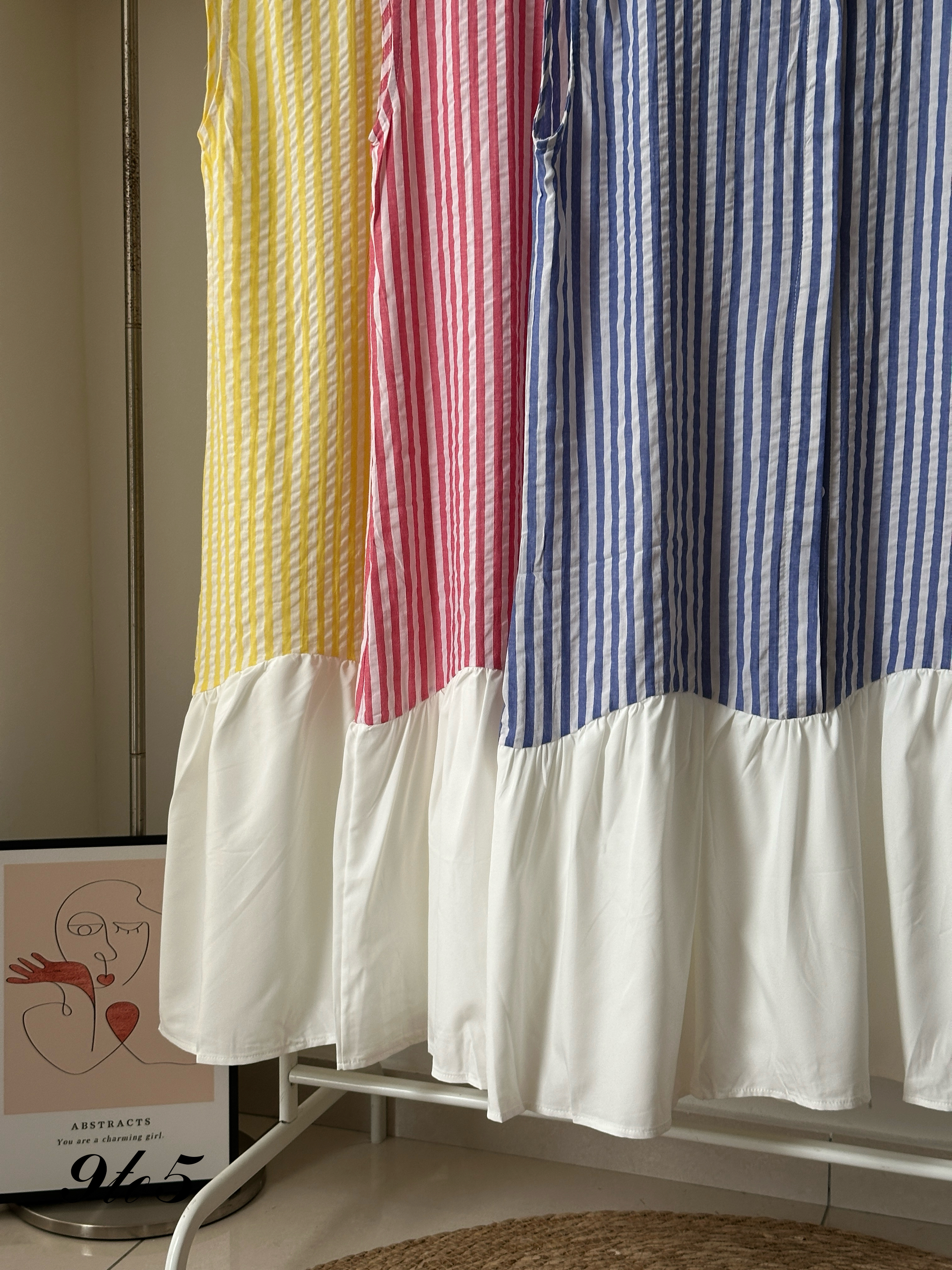 D2321 Cape Sleeve Stripe Dress - 4 Colors