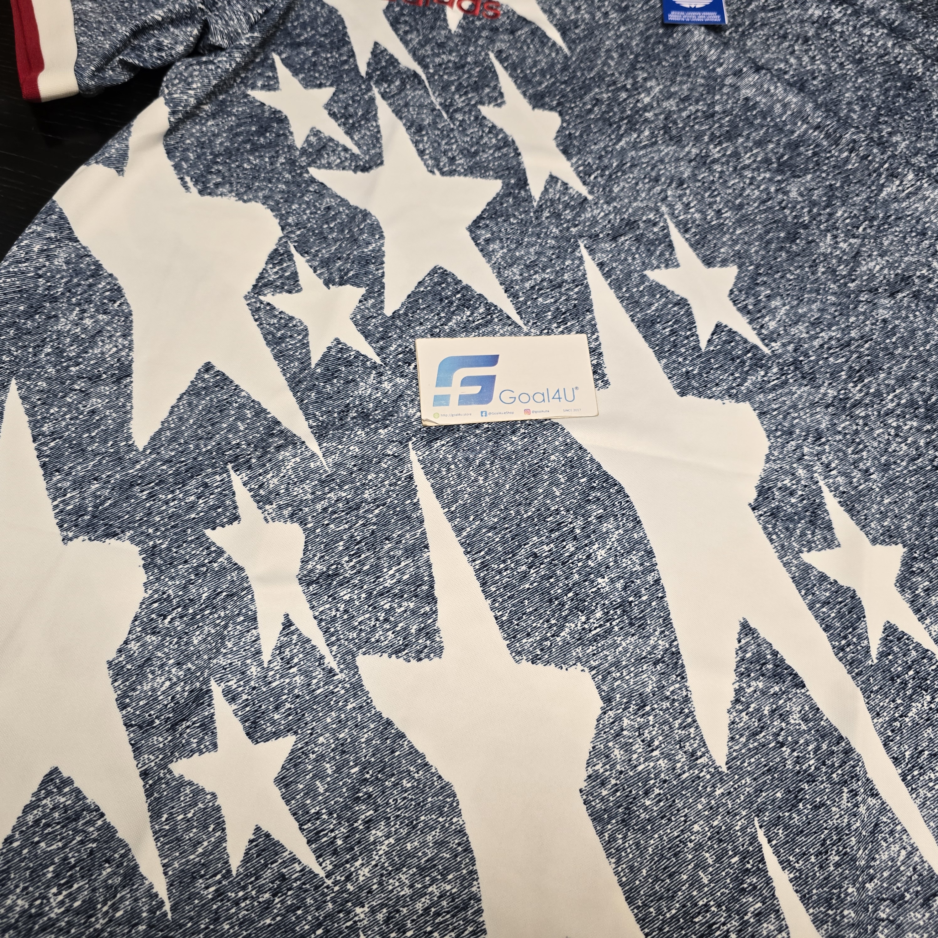 ⚽️ 傳奇歸來：Adidas 1994 美國隊「丹寧星旗」經典重製版球衣 (可加印隊徽+印字) KB2726