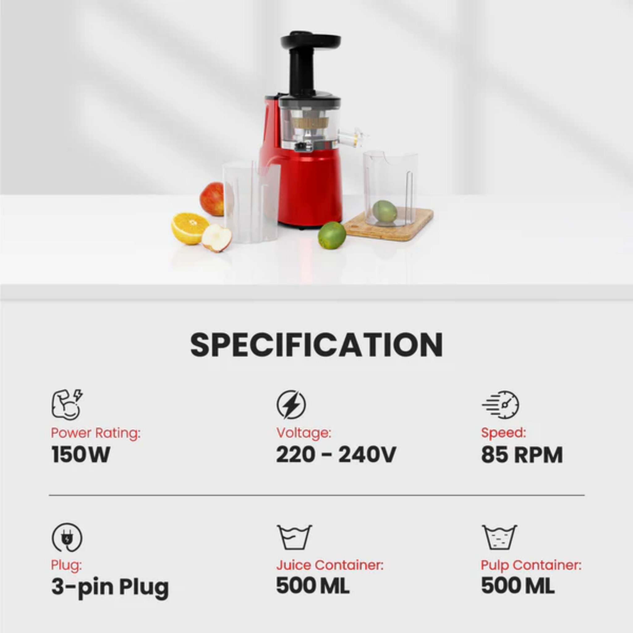 Russell Taylors 150W Cold Press Slow Juicer (SJ-6)