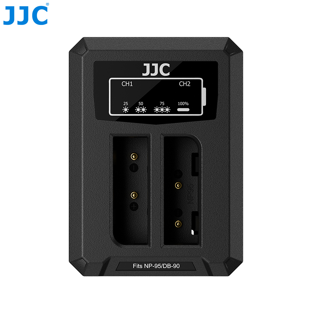 JJC USB Dual Battery Charger For Fujifilm NP-95 / Ricoh DB-90 ( DCH-95TC)