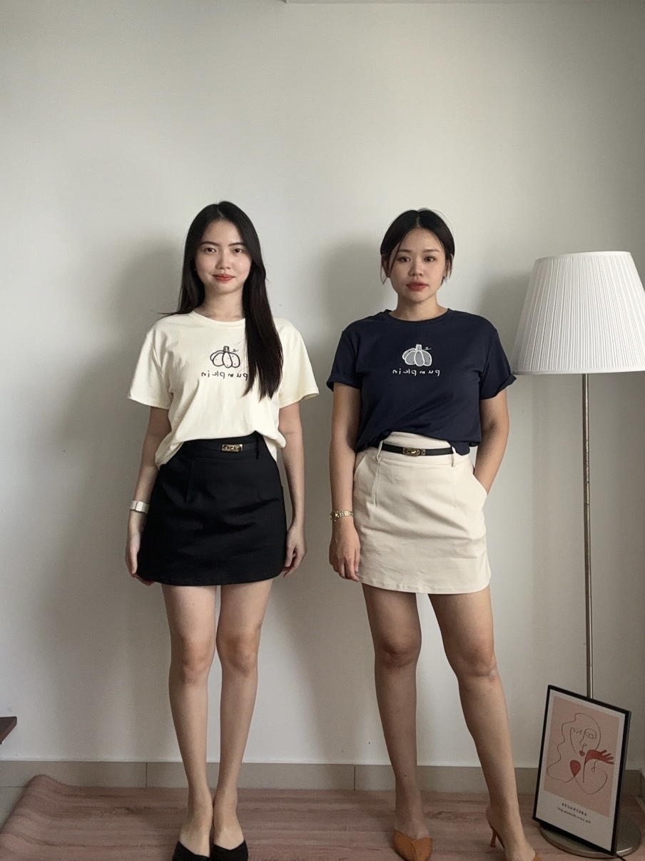 T4261 Embroidery Pumpkin Tee - 4 Colors 