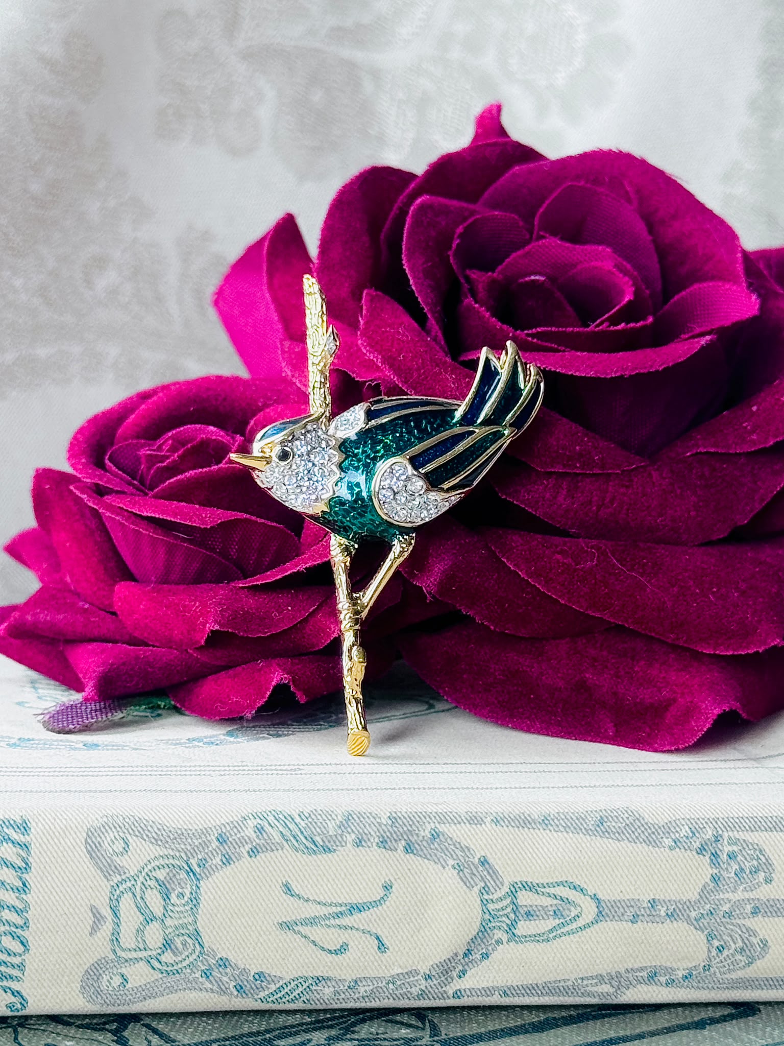 Vintage Unsigned "D'Orlan" Designer Enamel Bird Brooch（MT2589-30)
