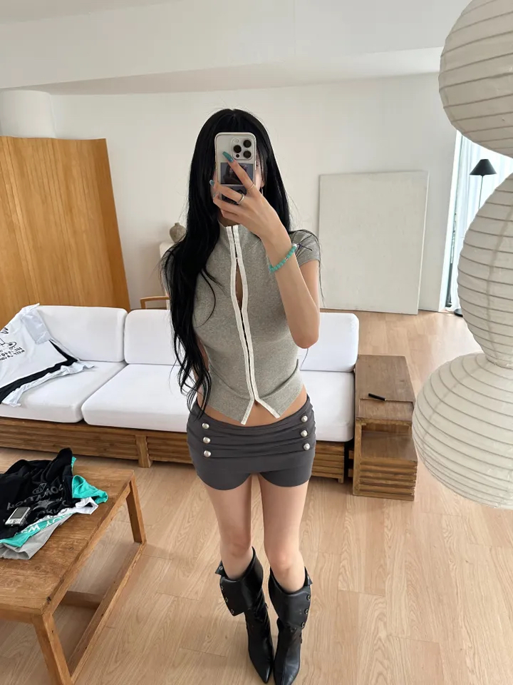 Mock Neck Slim-Fit Top