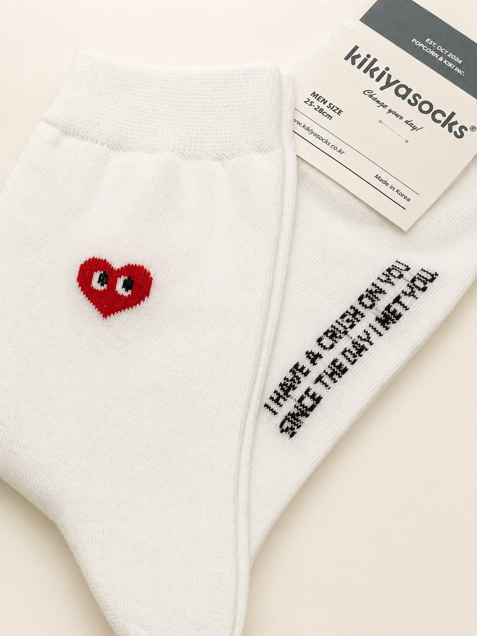 Korean Heart Eyes Men’s Mid Crew Socks