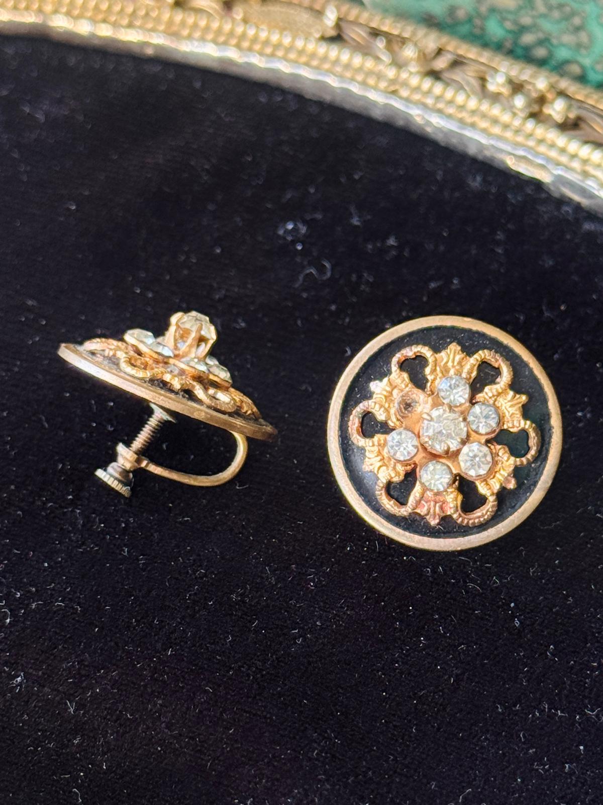 Vintage C.a. 1940-50s Victorian Revival Screw-back Earrings(MT2155)