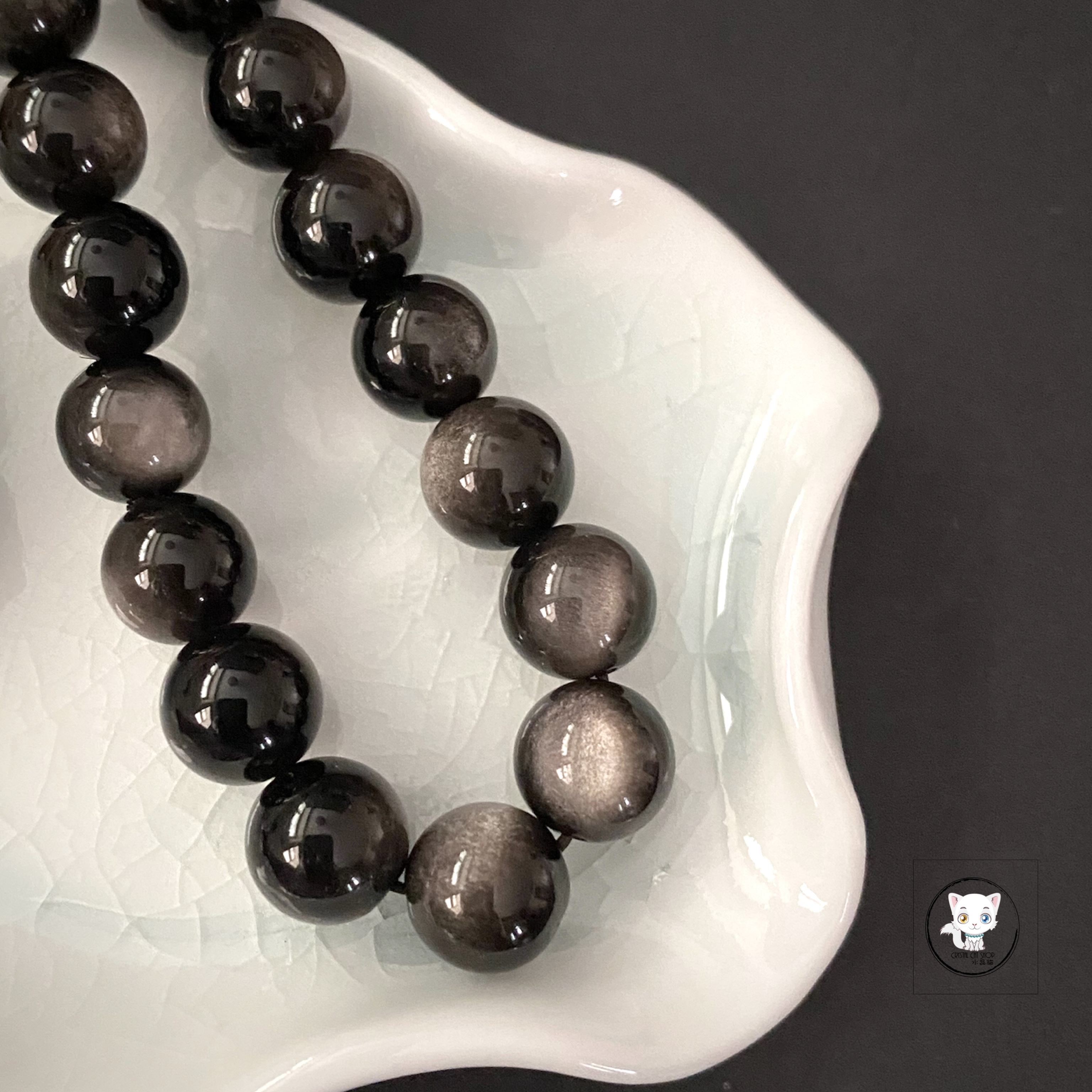 雙眼天然銀曜石手鏈 10.3mm