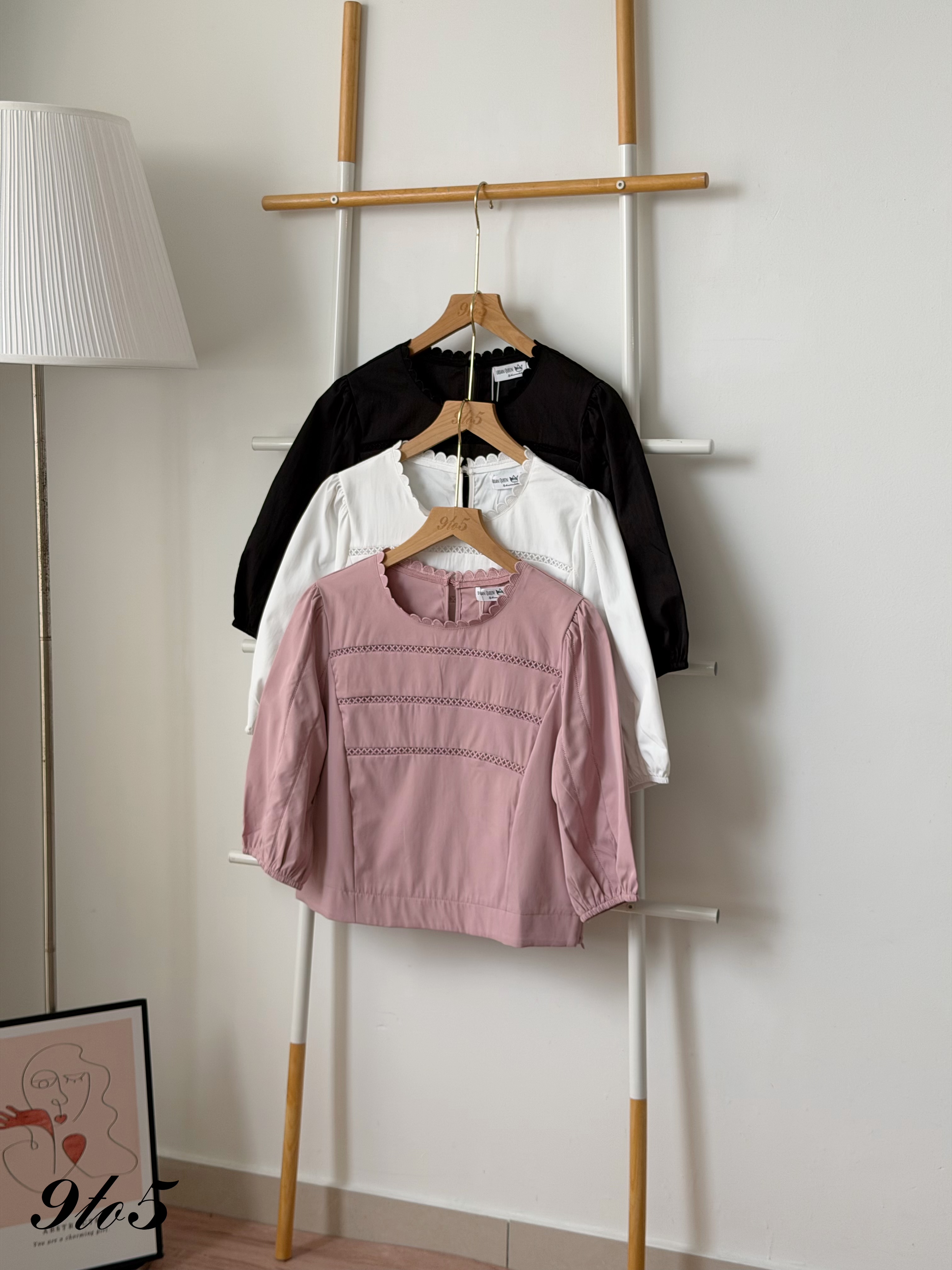 T4512 Half Sleeve Ruffle Collar Blouse - 3 Colors 
