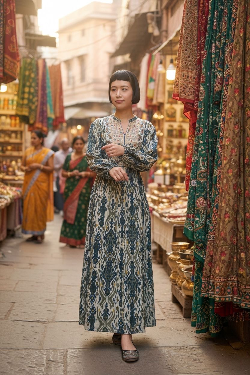 Dark Green Emb. witth Totem Print OP #1125