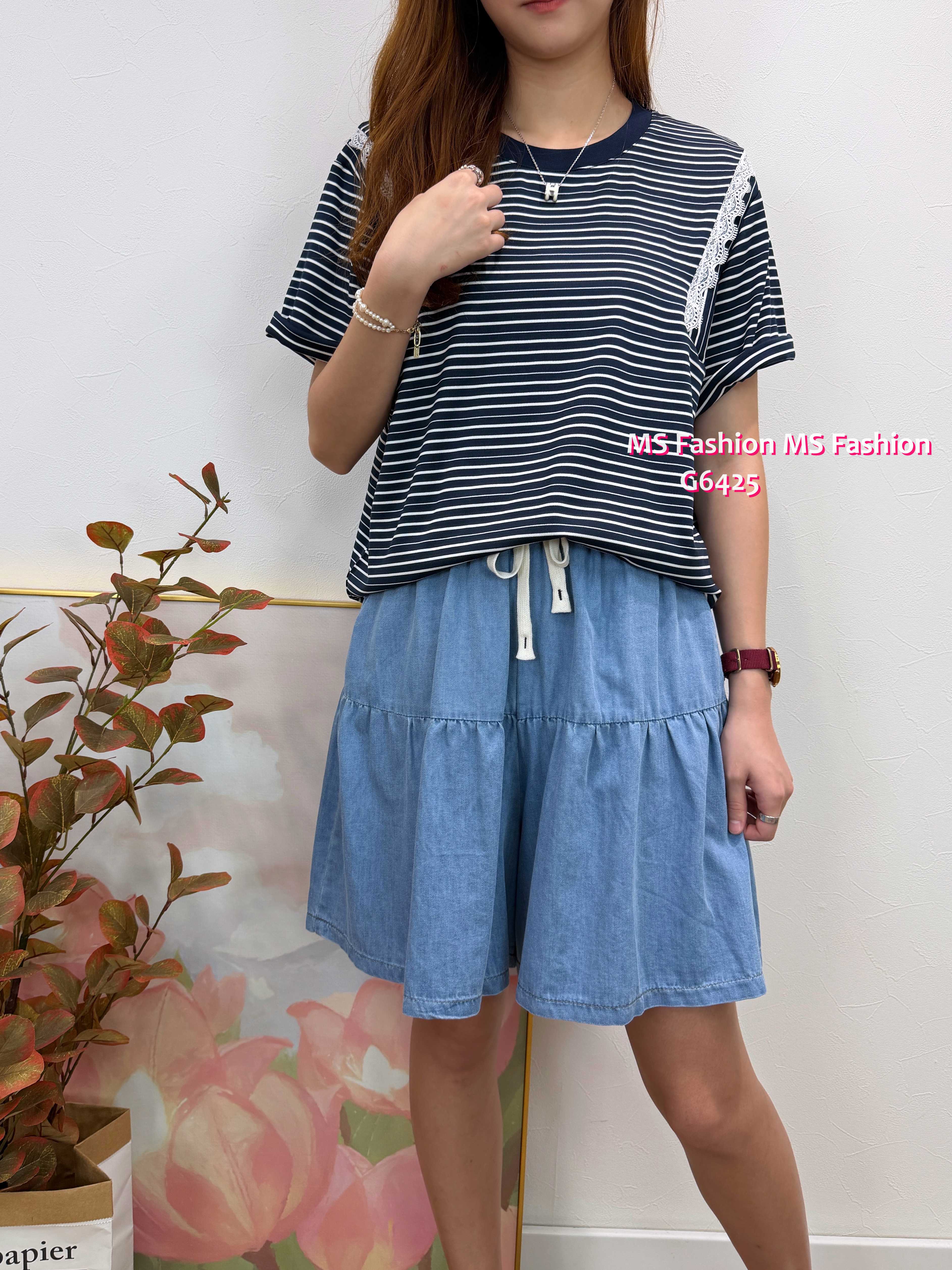 G6425 拼lace橫間top