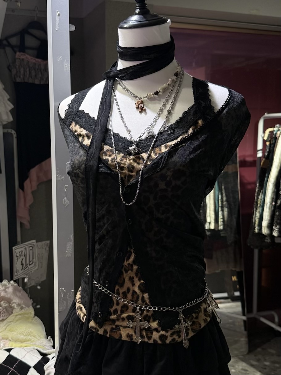 Dark Sheer Lace Knit Slim-Fit Cardigan