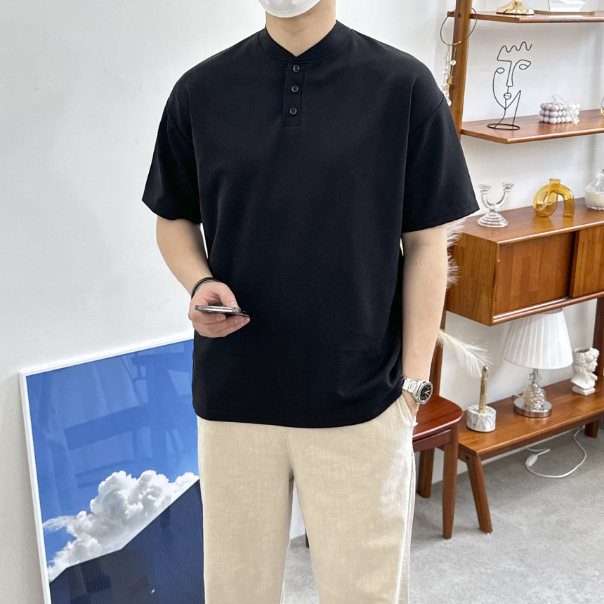 BEST | 🇰🇷亨利領3鈕扣Tee 