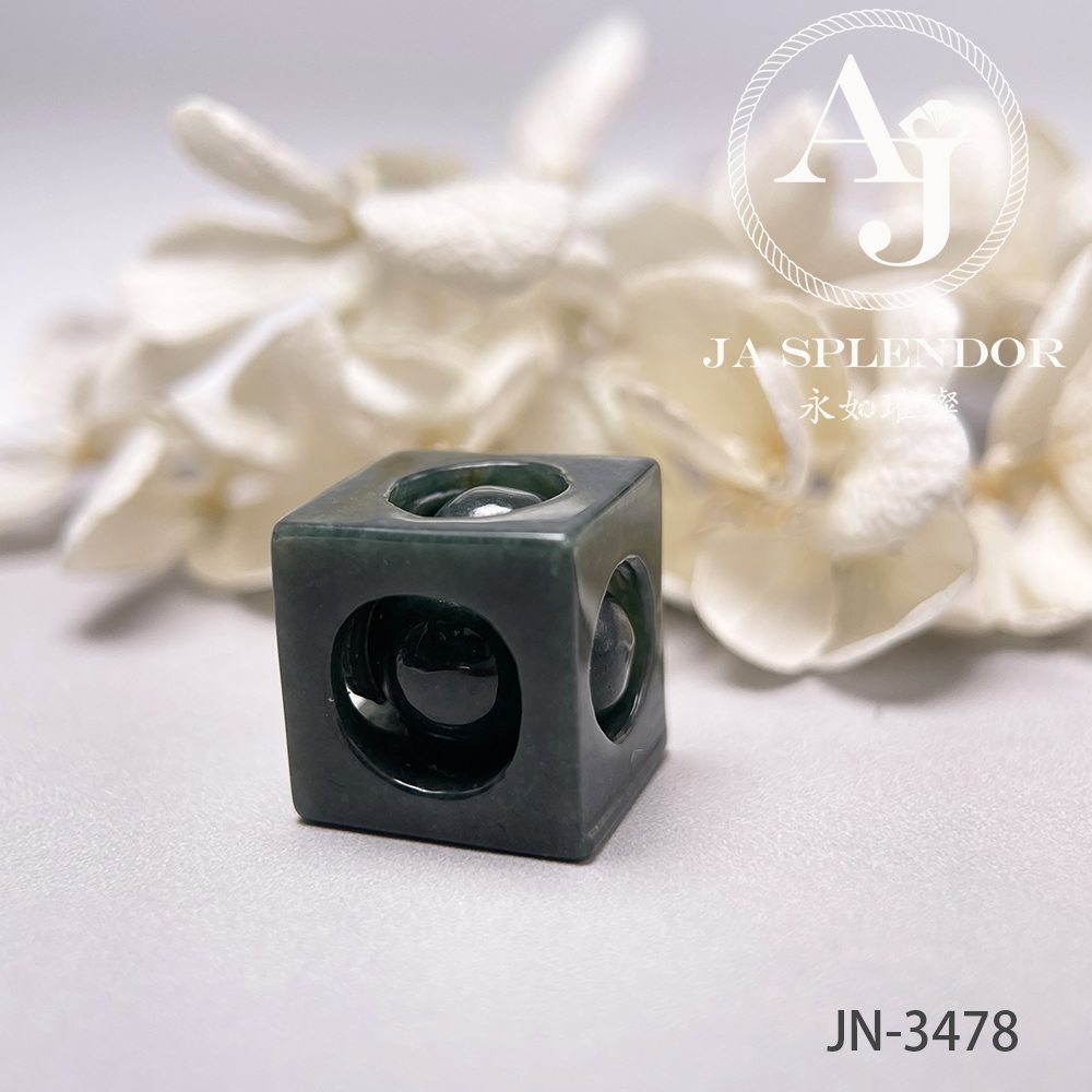 JN-3471/72/73/78/80 天然翡翠A玉 油青墨綠骰子招財進寶吊墜