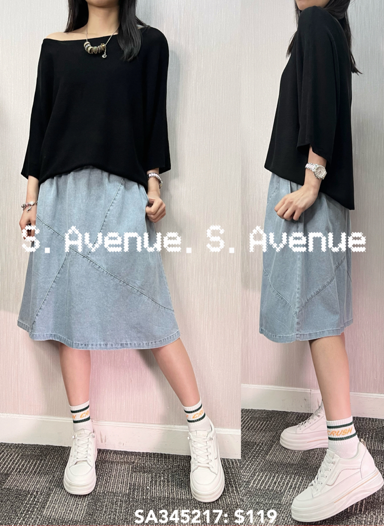 SA345217: 中袖一字膊蝙蝠線top