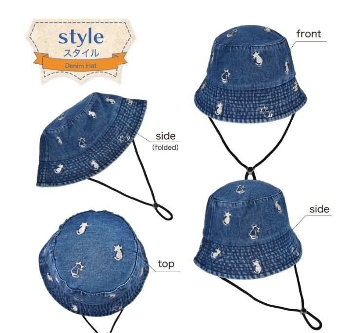 🇯🇵日本直送✈️$108件。2件起$98件。日本 貓咪刺繡牛仔漁夫帽