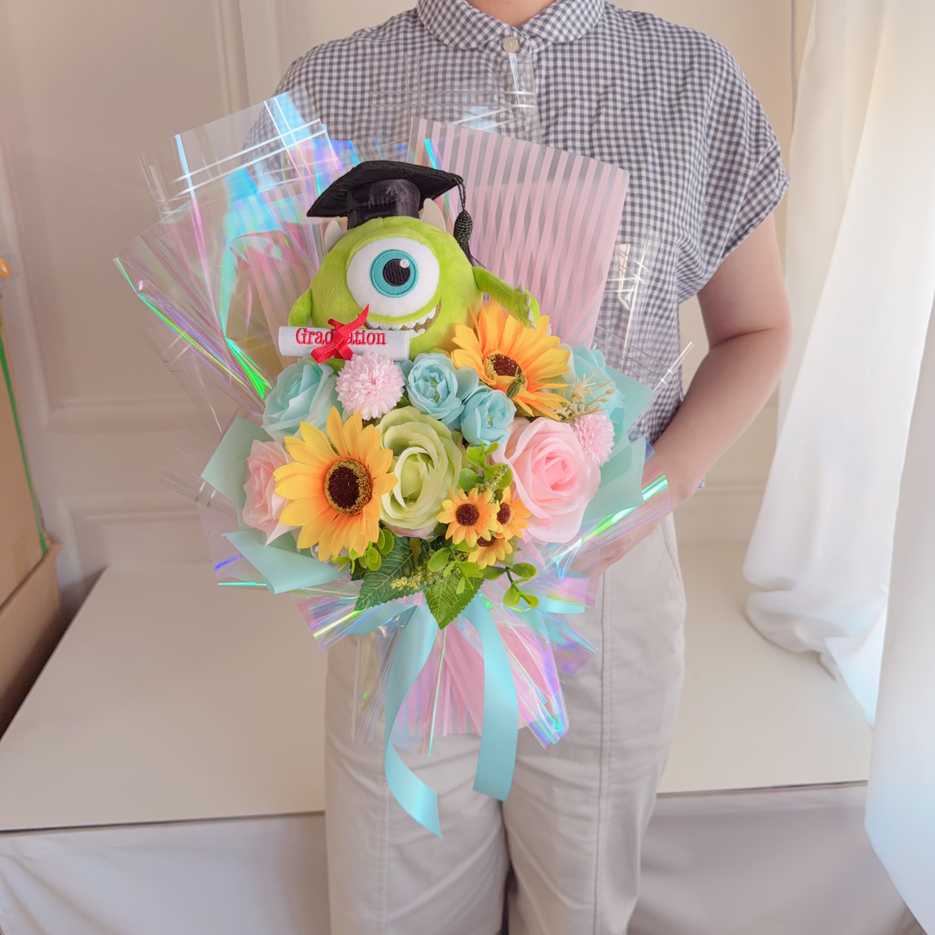 (現貨)大眼仔畢業公仔花