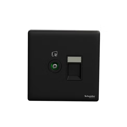 施耐德 Unica X 曜石黑 TV蘇+CAT6數據插座