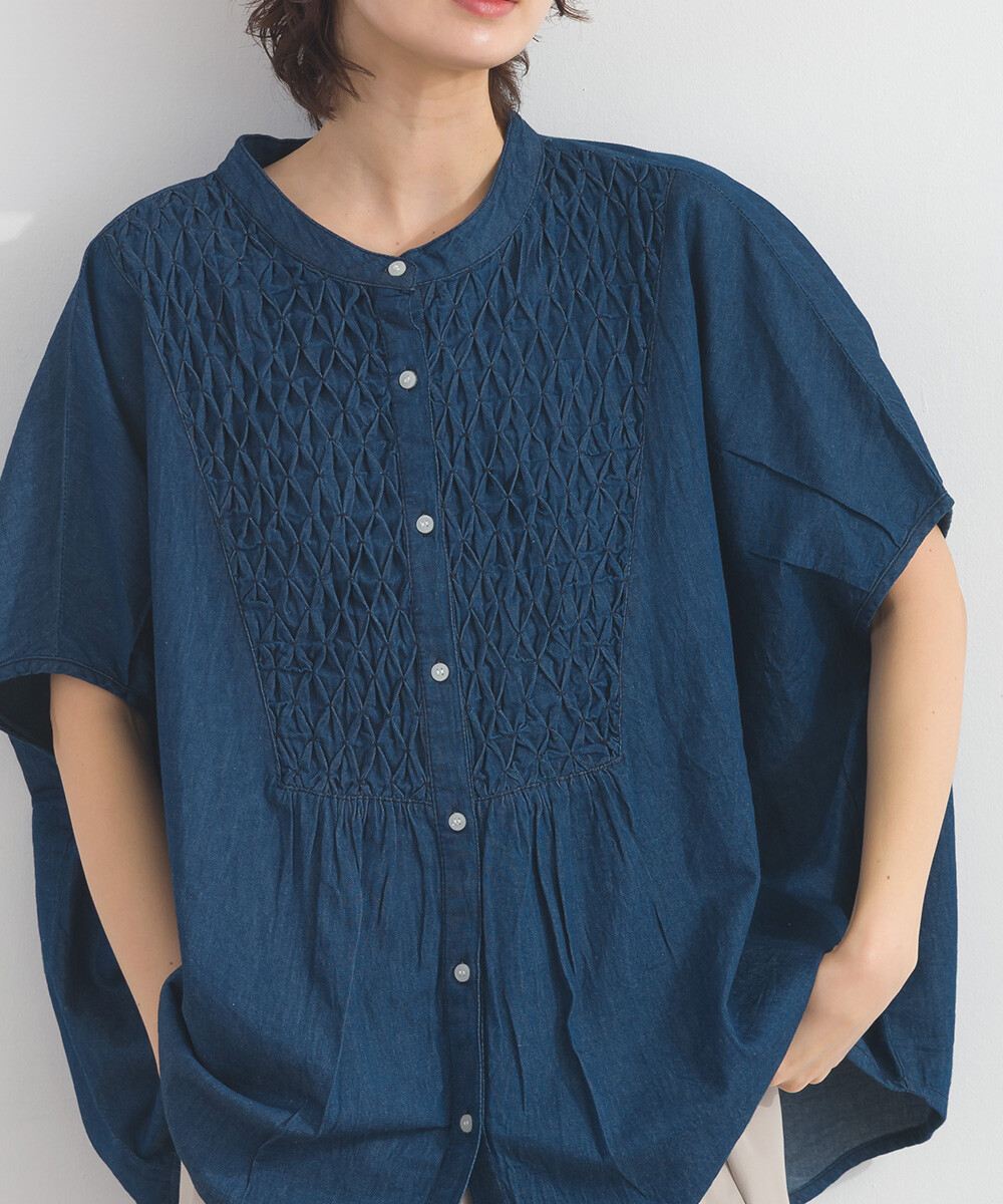 LP - 印度棉質鈕扣牛仔布襯衫 (深藍色)
