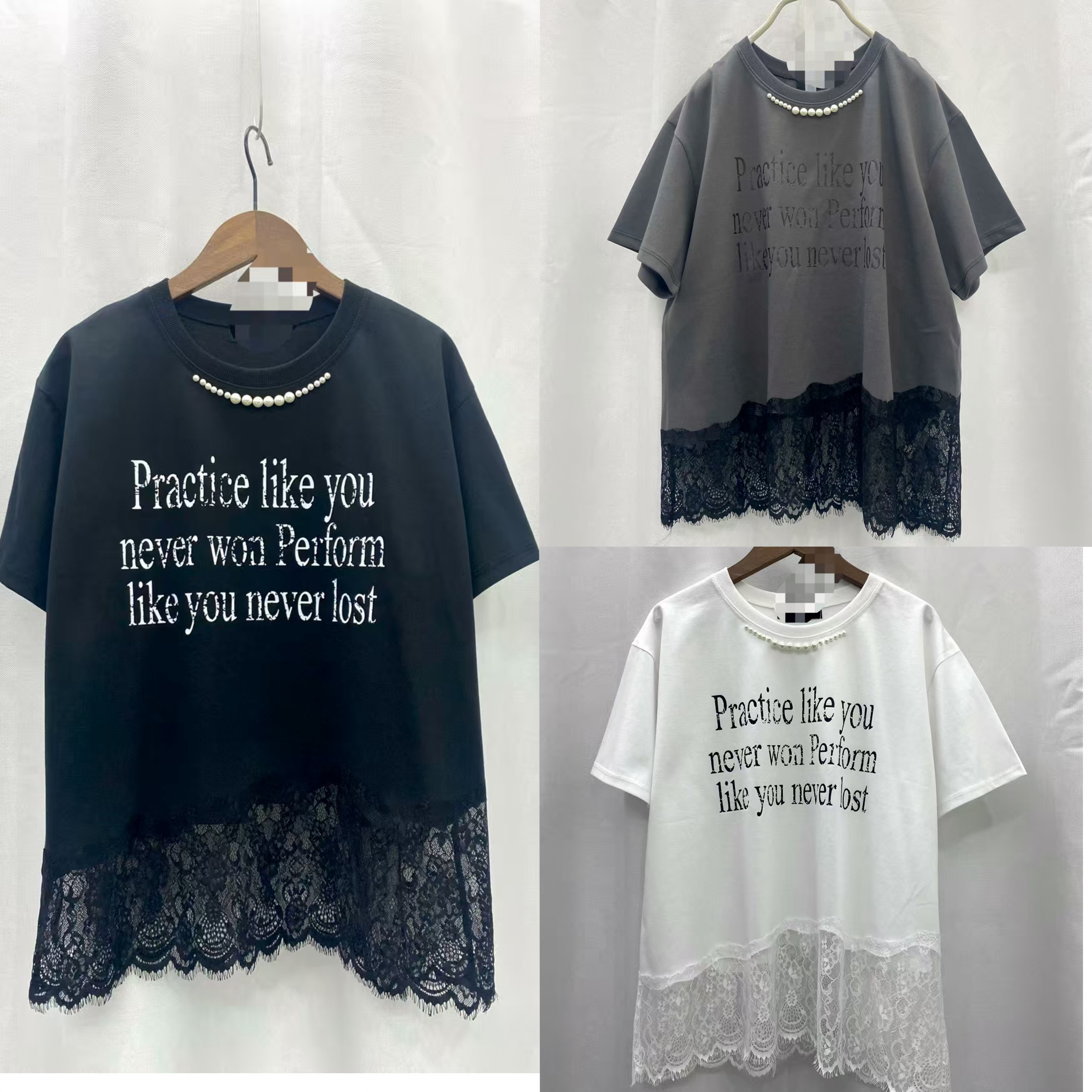Lace 腳英文字Tee