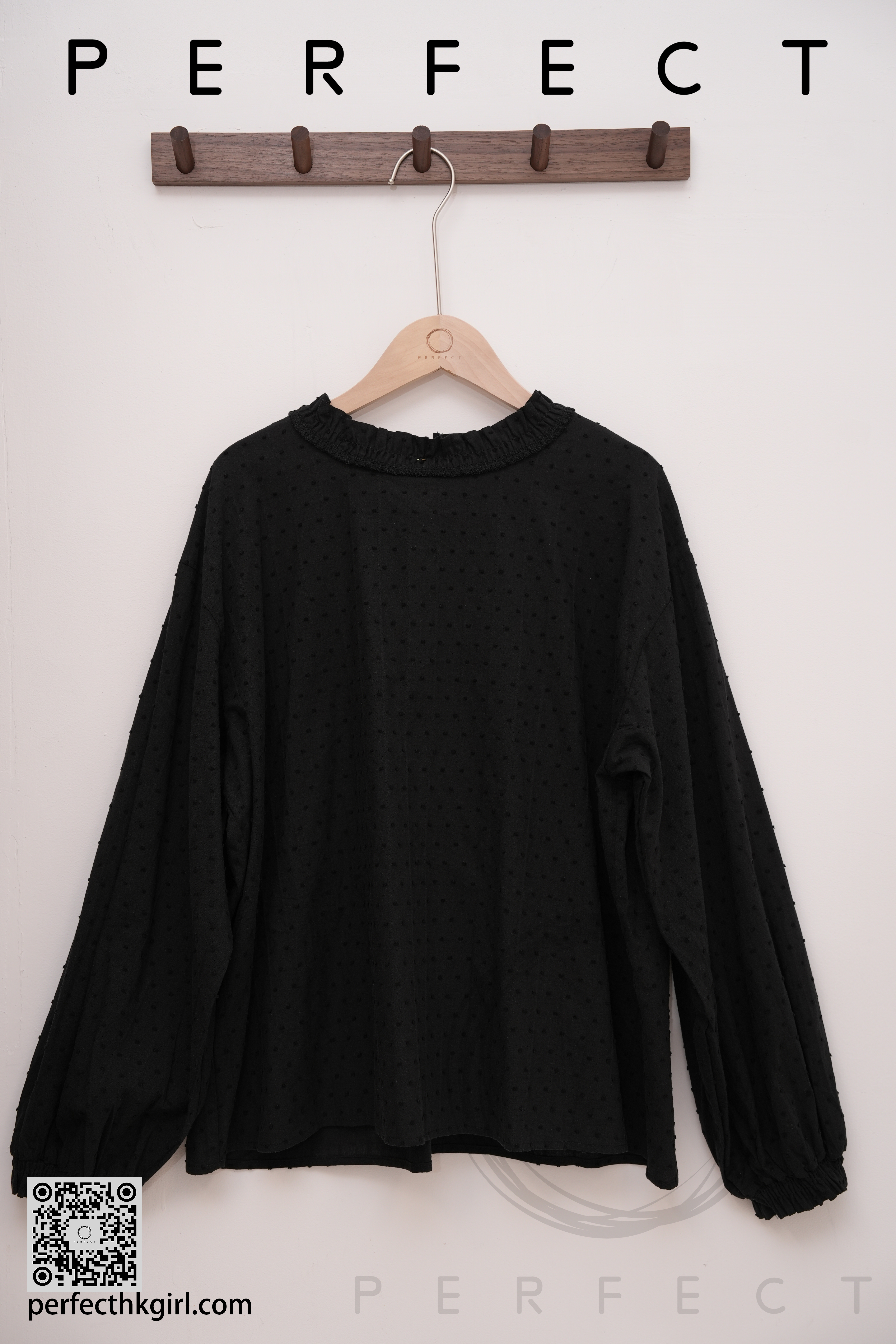 T0029_文青浮雕波點裇衫（顯瘦黑）