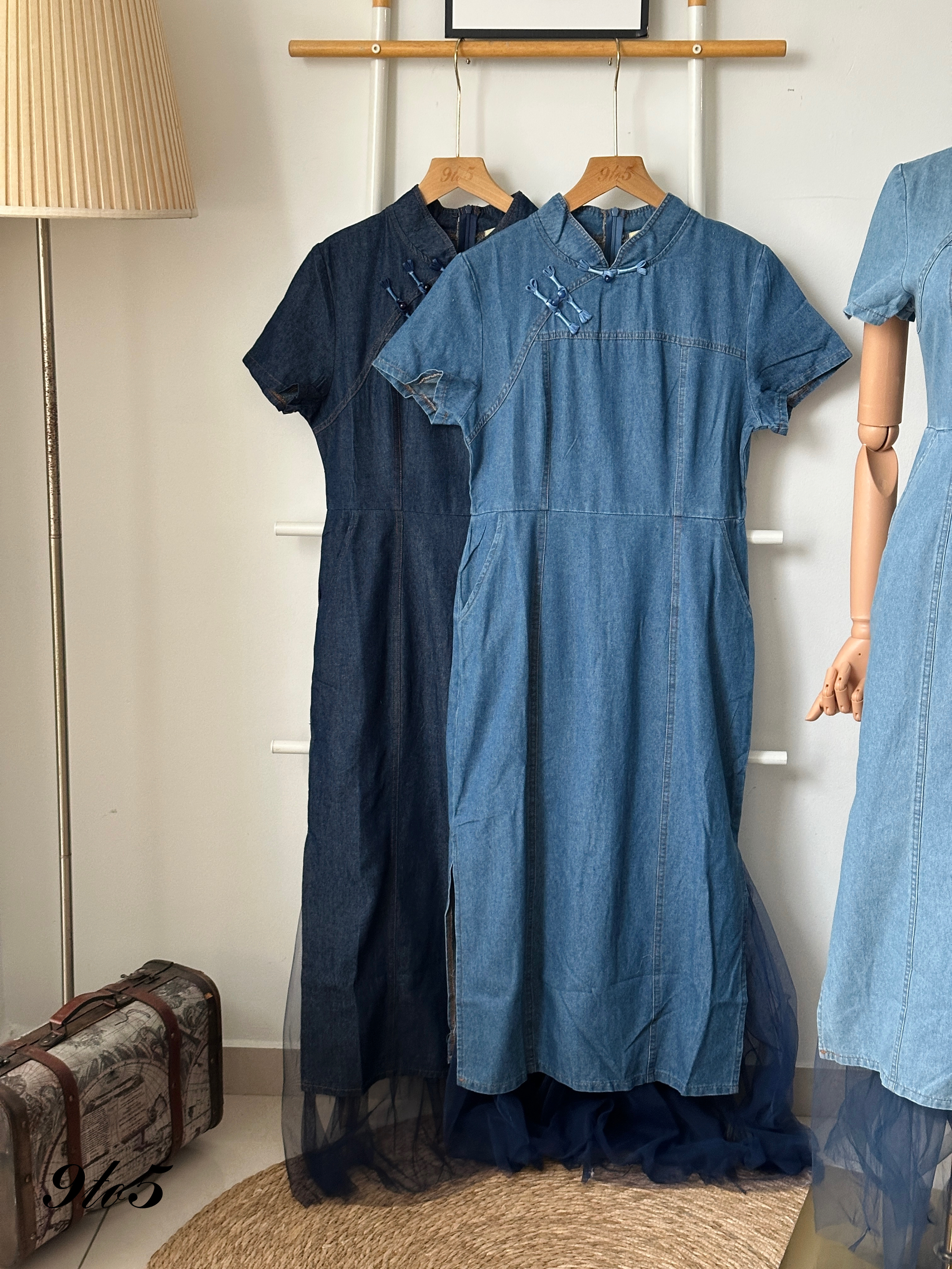 D2305 Denim Cheongsam Dress - 3 Colors