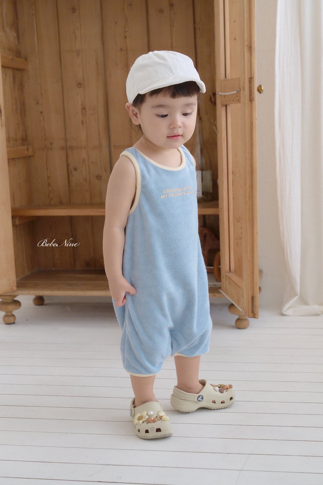 ☀️預訂 韓國直送☀️🇰🇷Bebenine四色字母印花毛巾布滾邊背心連身服