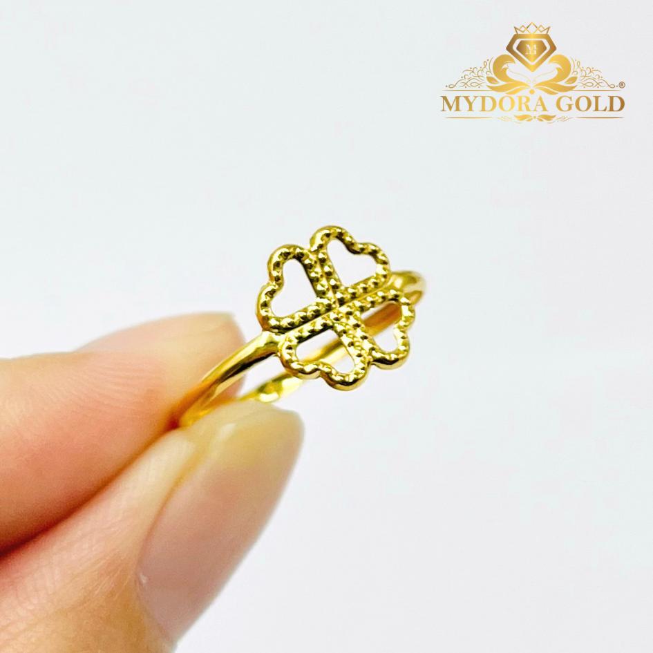 MYDORA Cincin Stamping Lucky Leaf l EMAS 916/22K