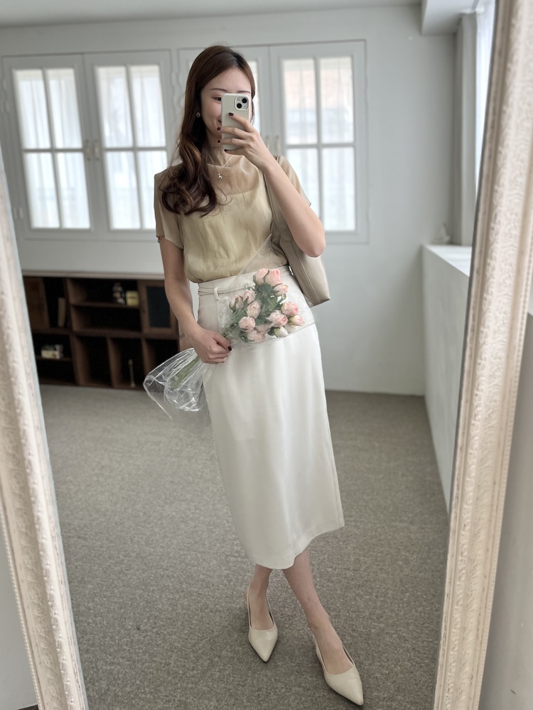 Atelier Belted Skirt (Ivory)