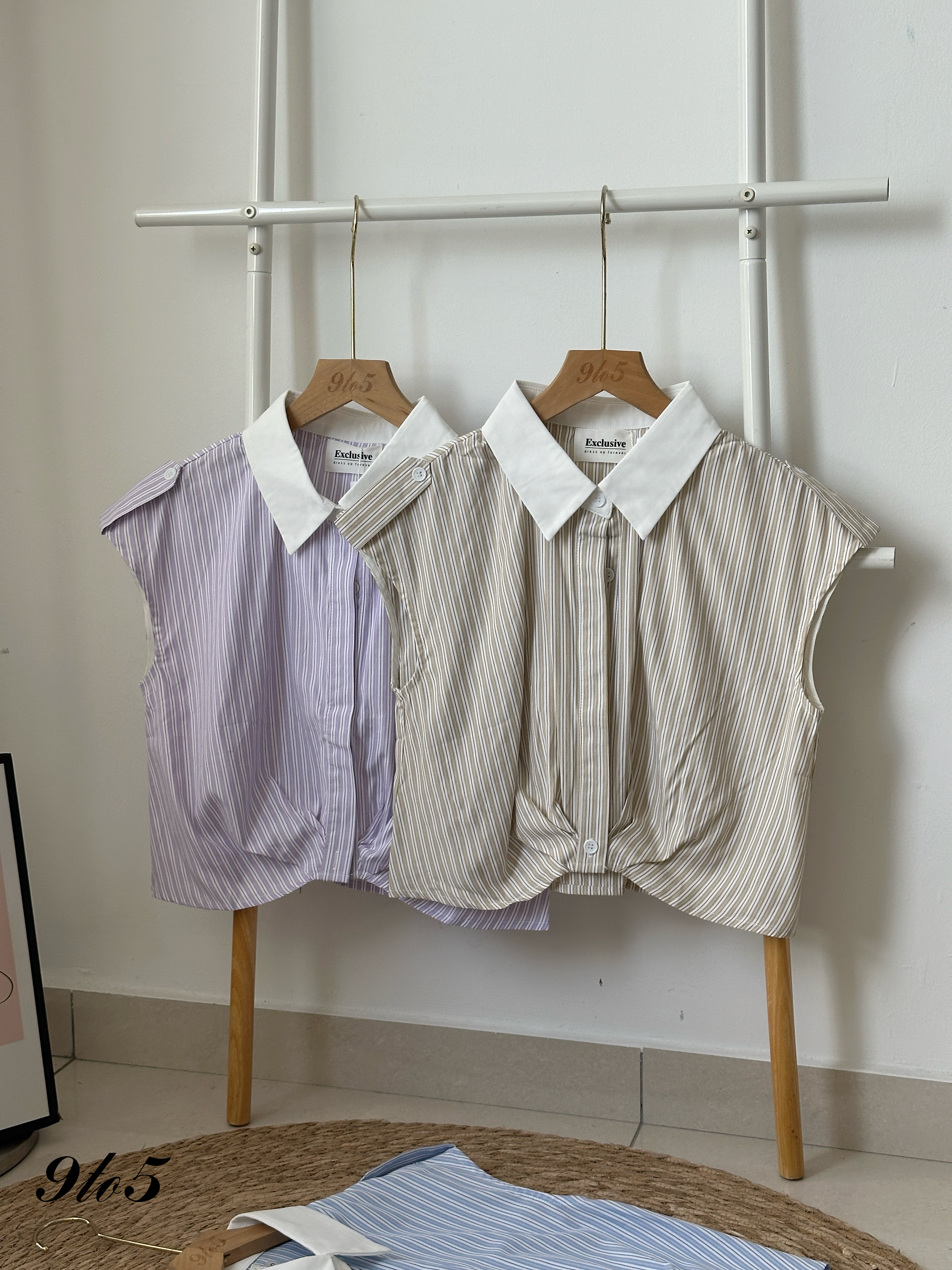 T4134 Stripe Crop Shirt - 4 Colors 