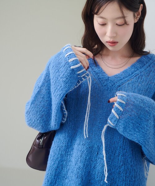 v領盲針編織冷衫