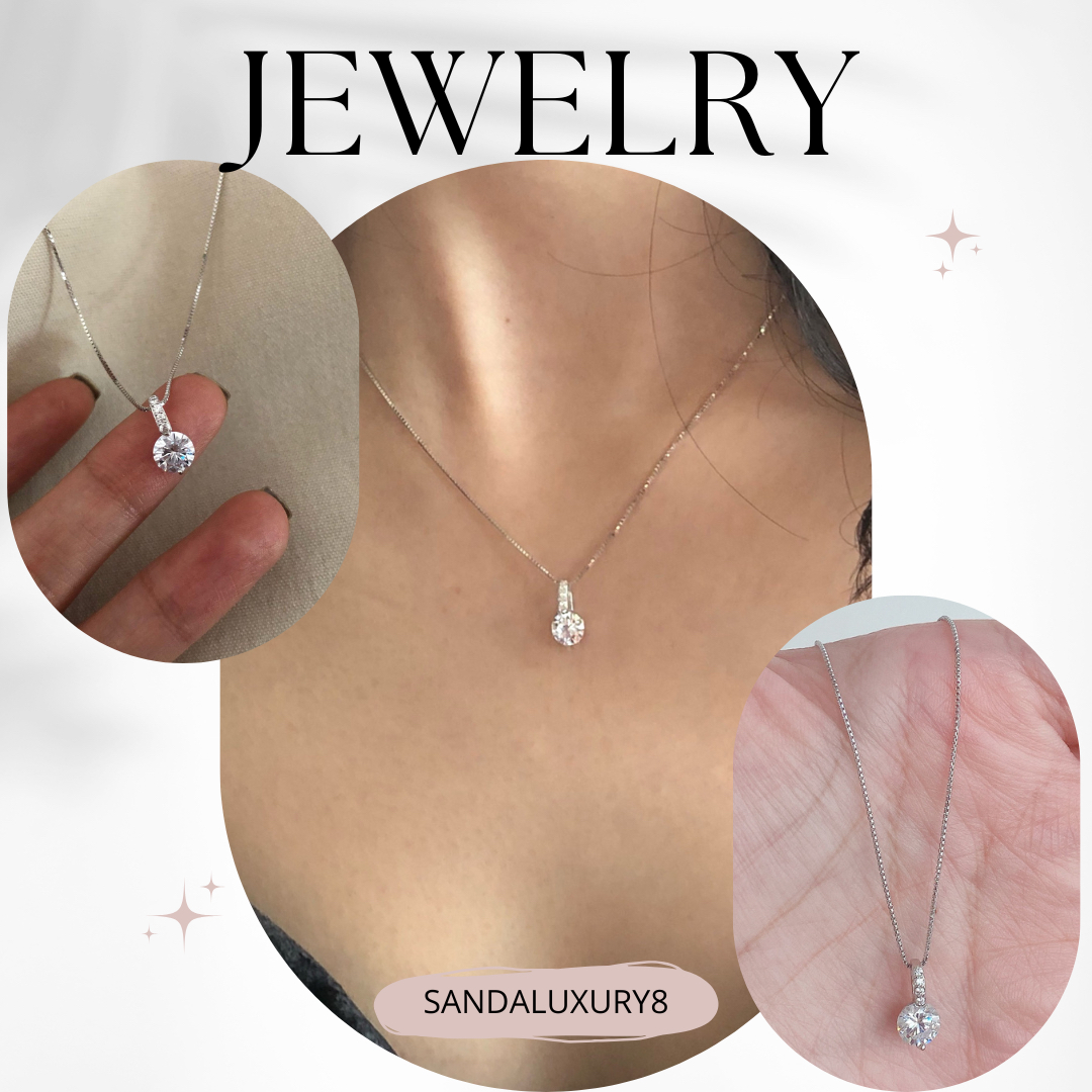 Simple Zircon Pendant Necklace  for Women in Silver