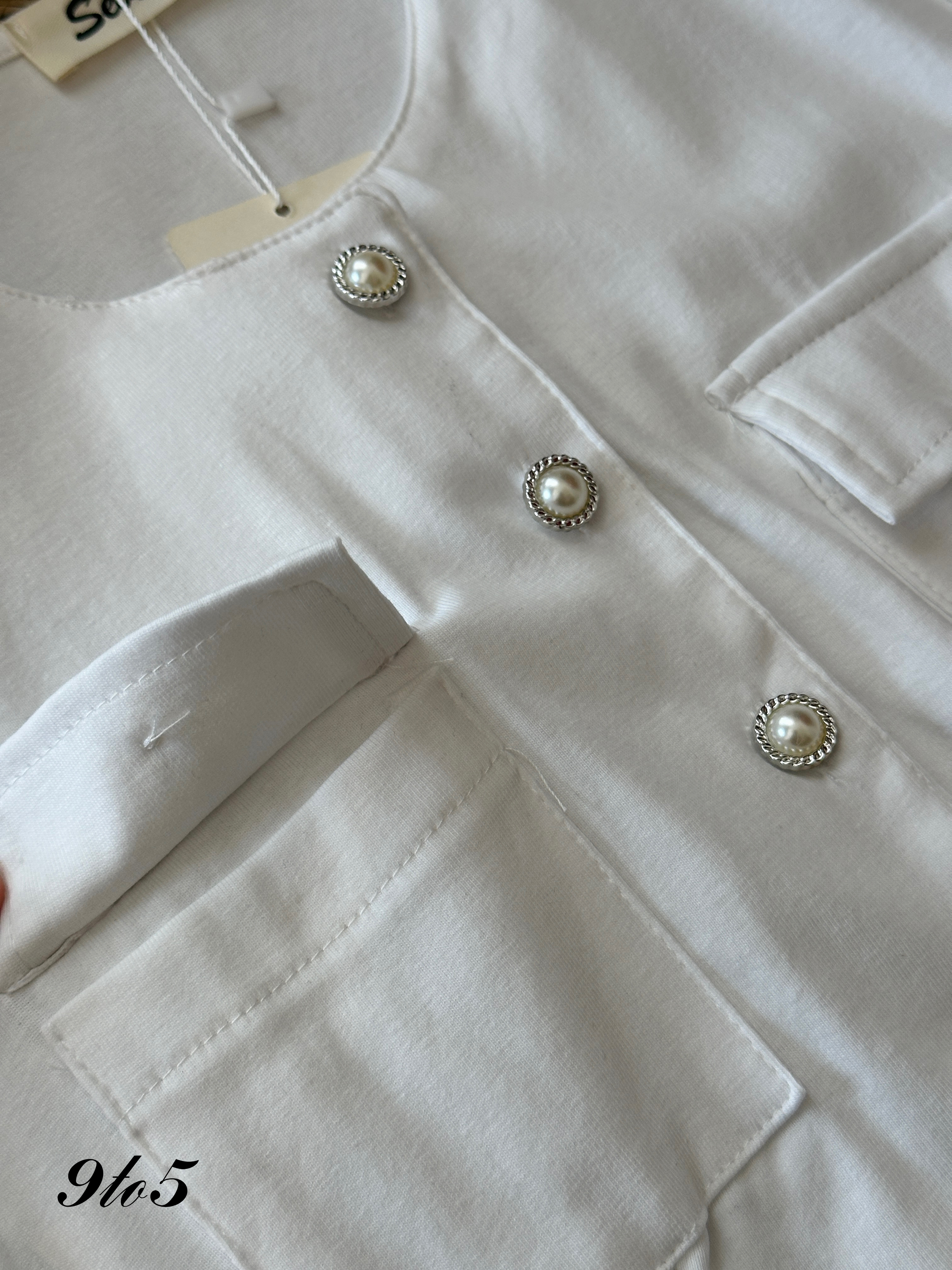 T3945 Short Sleeve Button Up Pocket Top - 4 Colors