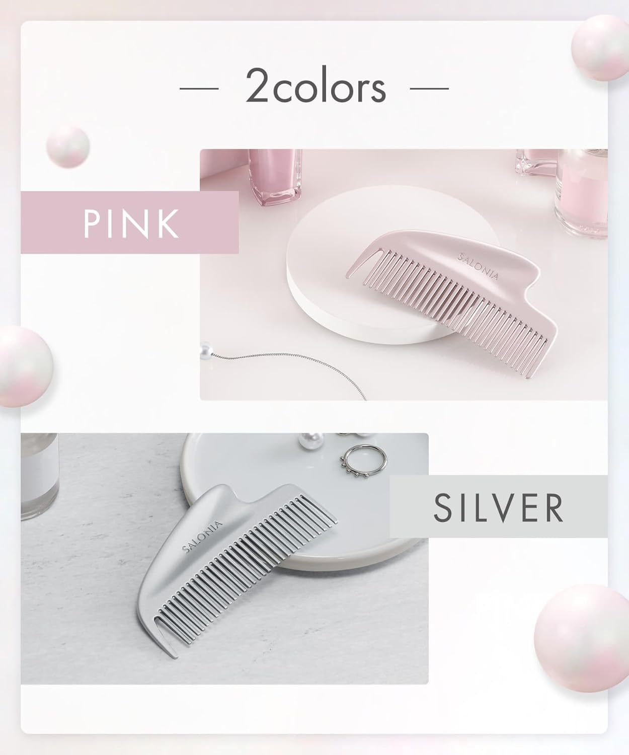 SALONIA Glossy Care Metal Kassa Comb 防靜電金屬梳 光澤護髮 刮痧美顏 ♡