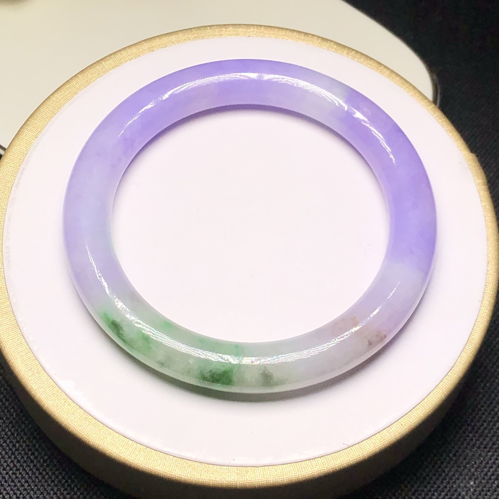 濃色正紫飄翠春彩圓鐲53.32