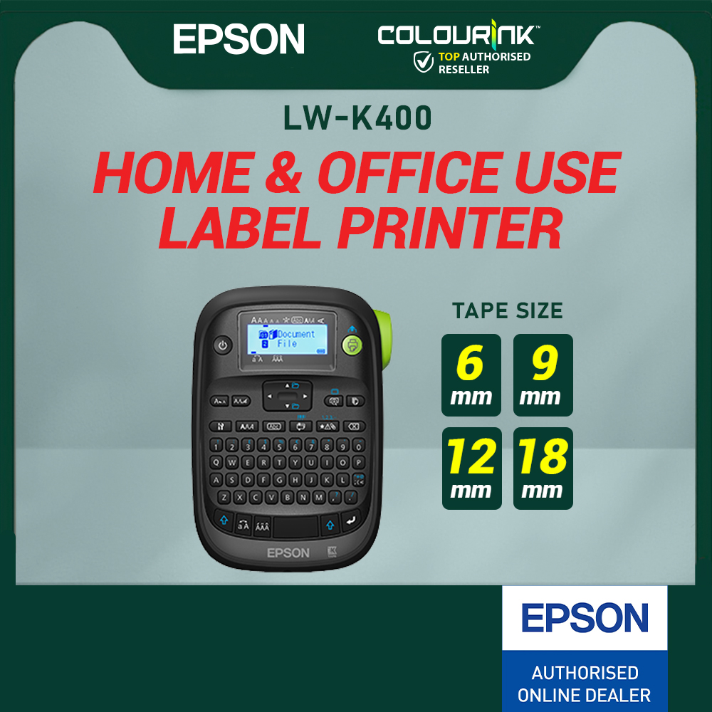 Epson LW-K400 Portable Sticker QR Barcode Label Laminated c/w Adapter Labelwork Printer PT-H110 PT-D210 D450 D460BT
