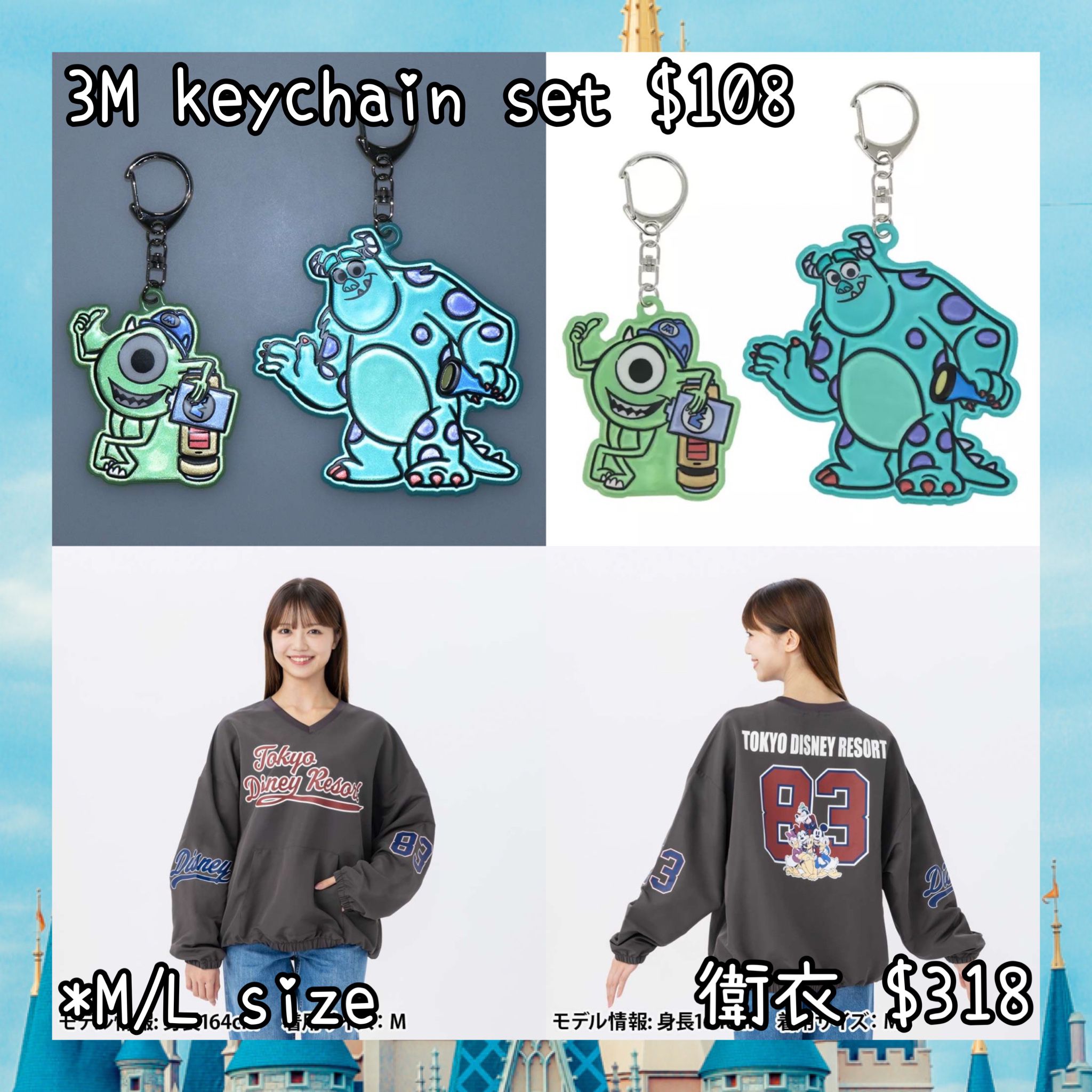 ：日本：DISNEYLAND園區產品 3M KEYCHAIN SET 衛衣