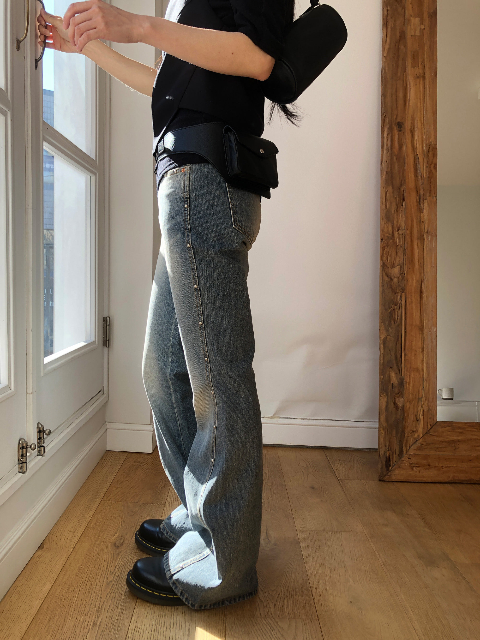 Studded Flare Denim Jeans