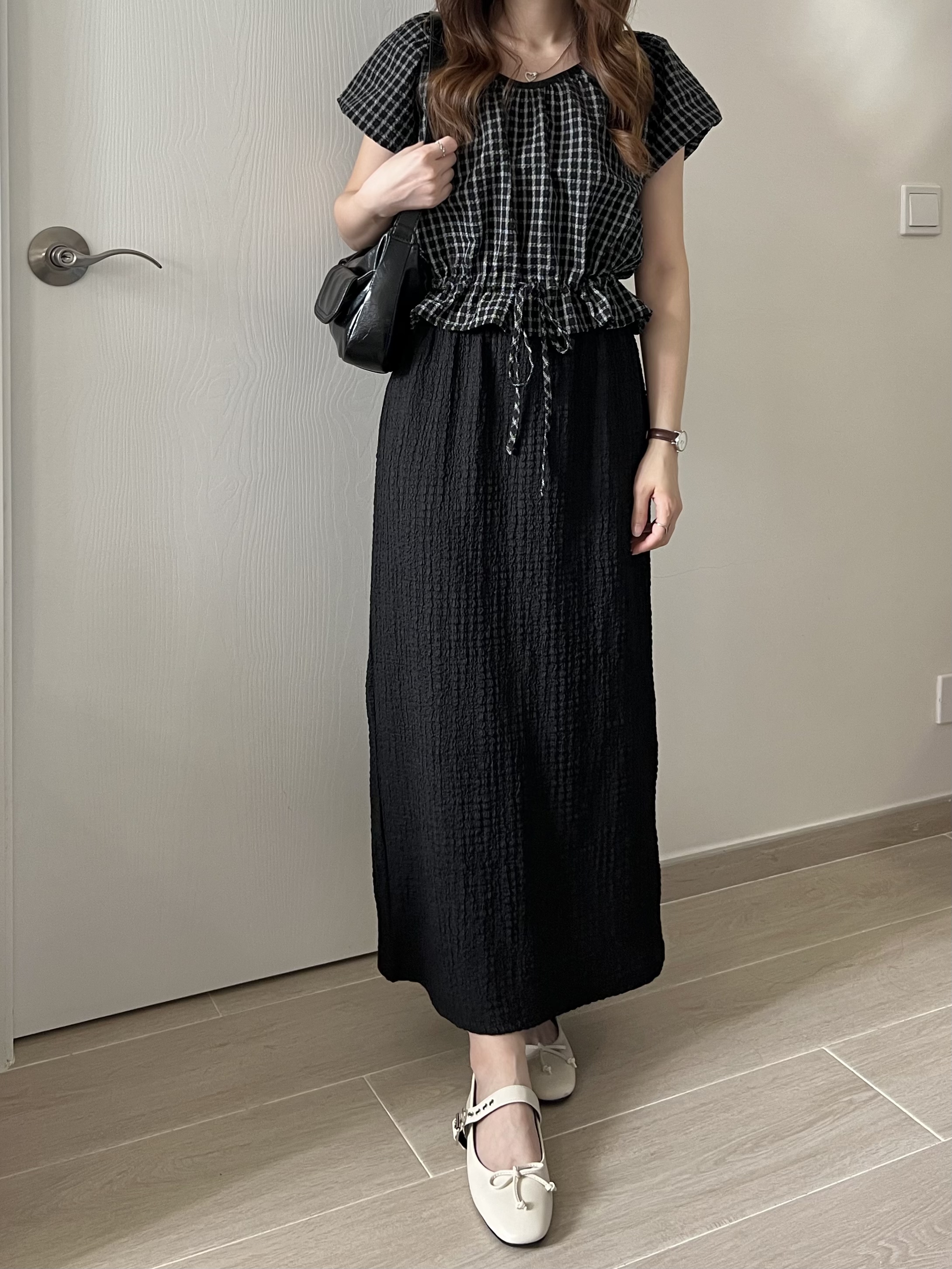 推薦 免熨寬鬆格紋blouse 