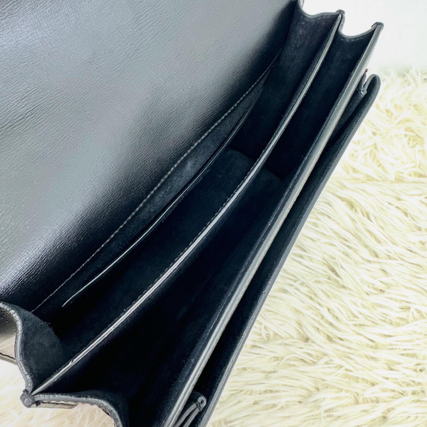 YSL 🤍PRE OWNED SUNSET 黑銀光面牛皮郵差包 Large Size🖤