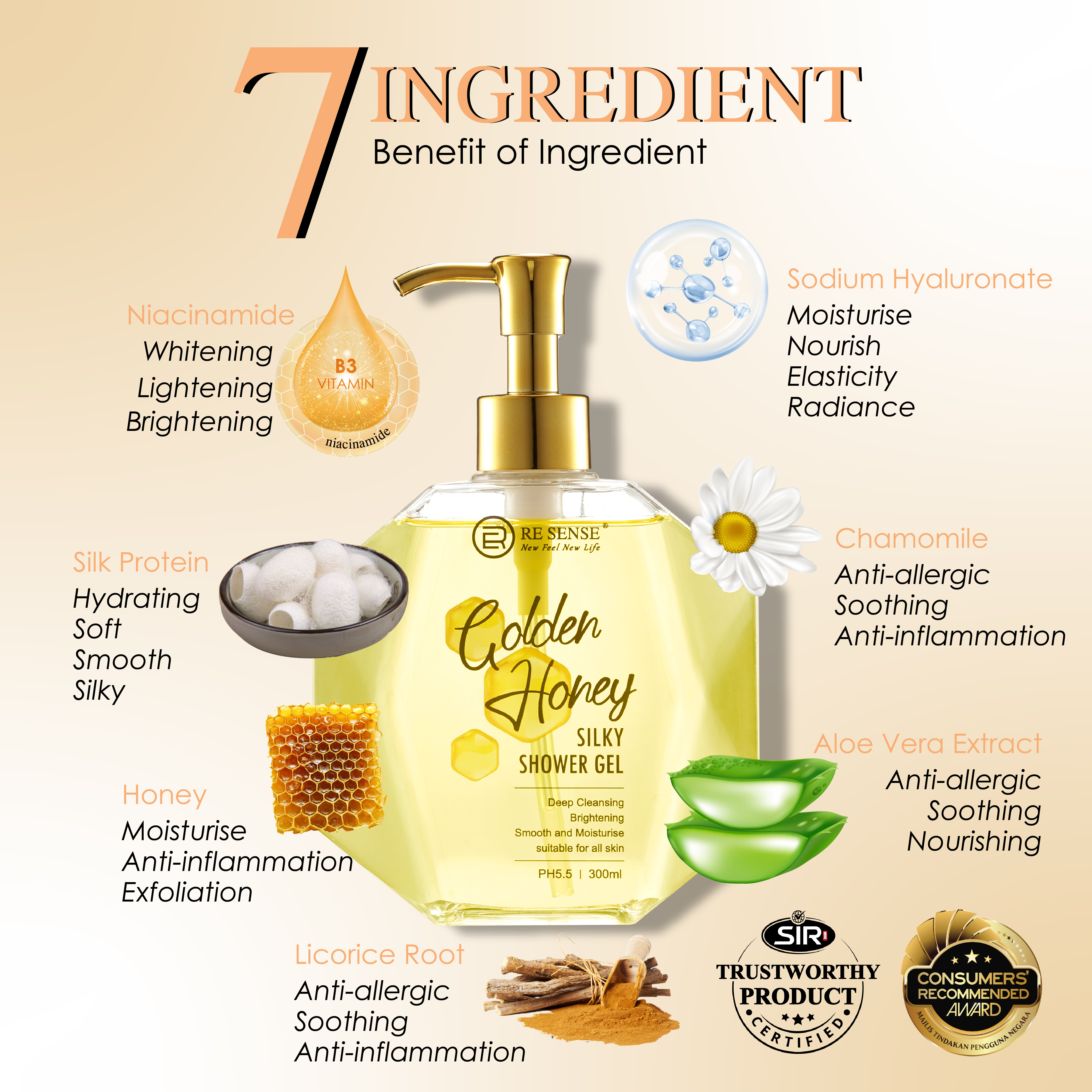 Golden Honey Silky Shower Gel (300ml)