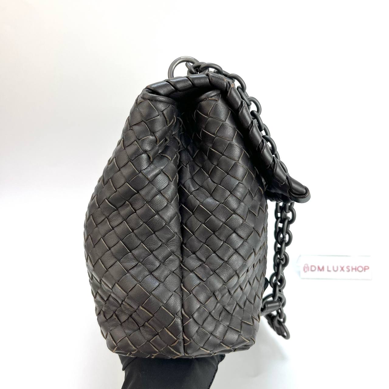 BV Intrecciato Olimpia Shoulder Bag Dark Brown