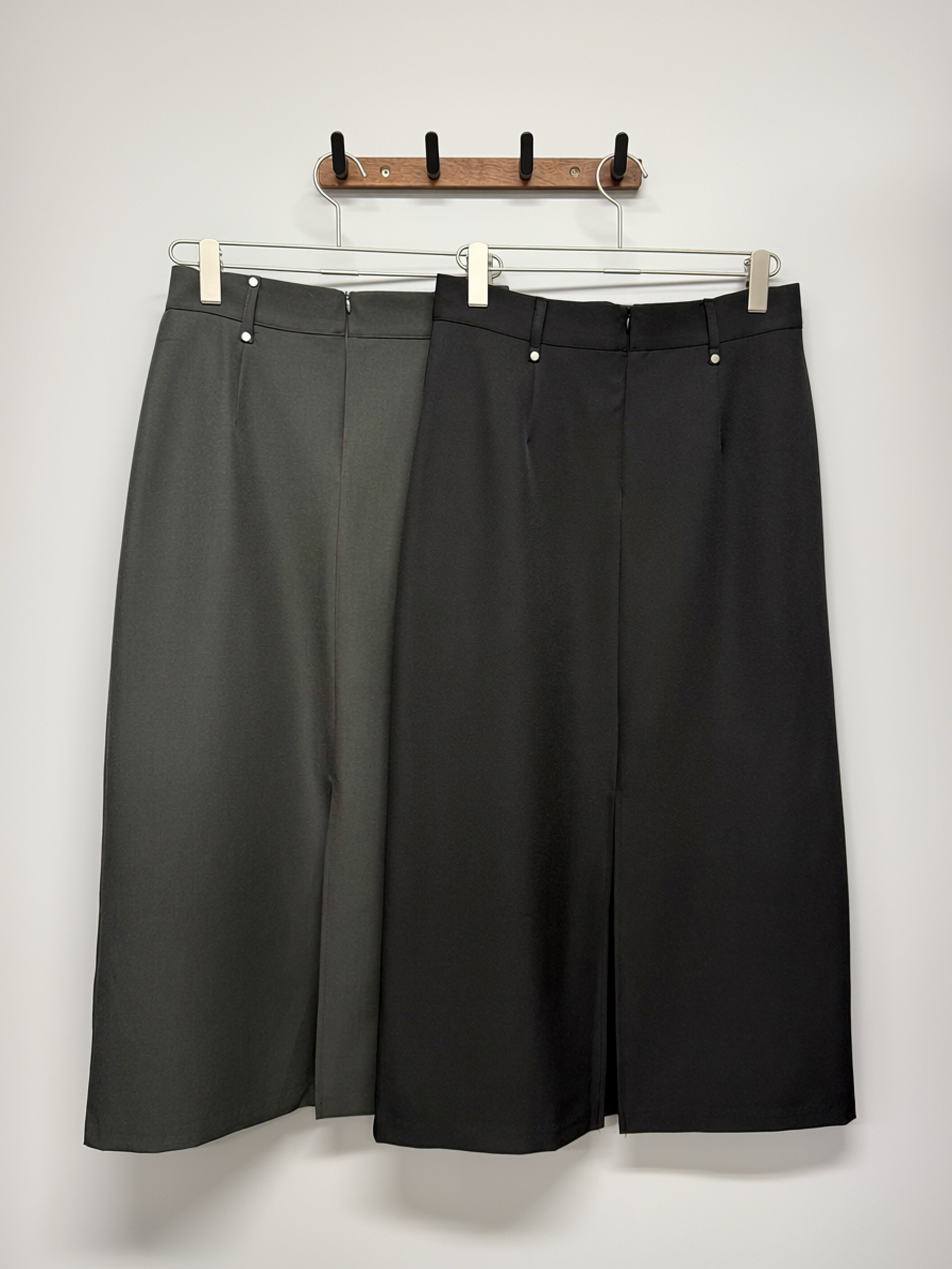 Metal Stud High-Waist Midi Skirt #sk51